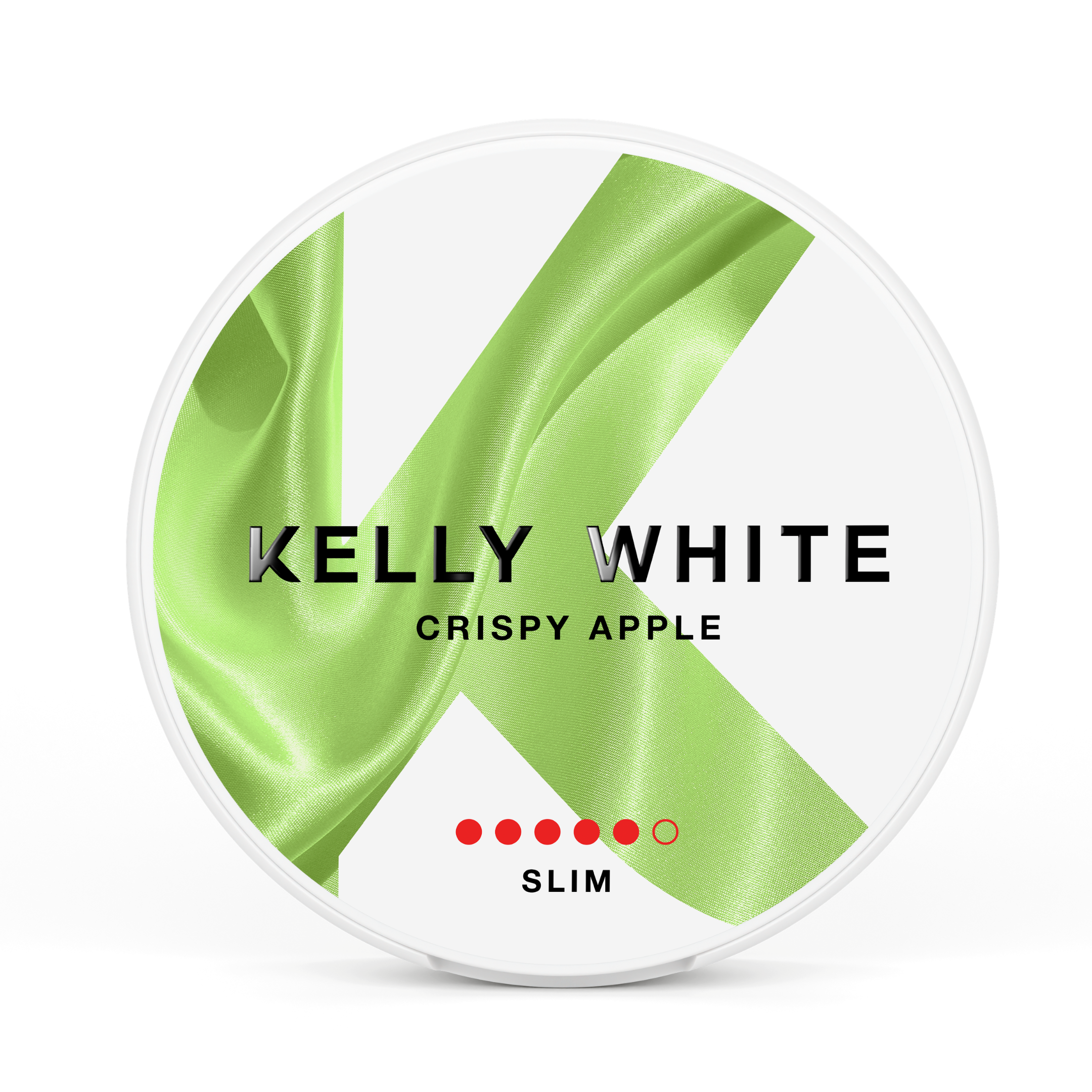 Kelly White CRISPY APPLE Slim Extra Strong nicotine pouches can, 10mg per pouch, apple flavor