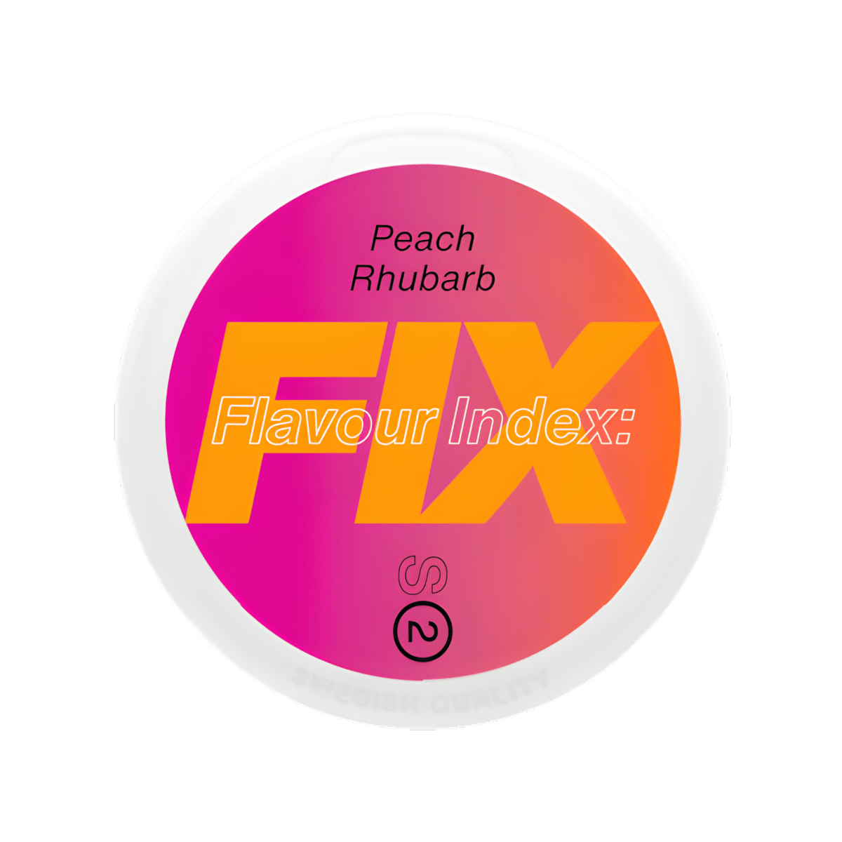 Fix Peach Rhubarb S2 nicotine pouch can – Slim dry, 5.6 mg, 20 pouches