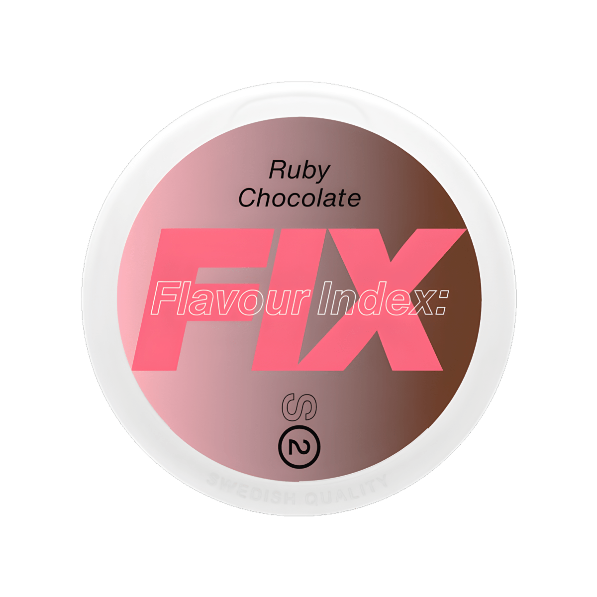 Fix Ruby Chocolate S2 nicotine pouch can – Slim dry, 5.6mg, 20 pouches