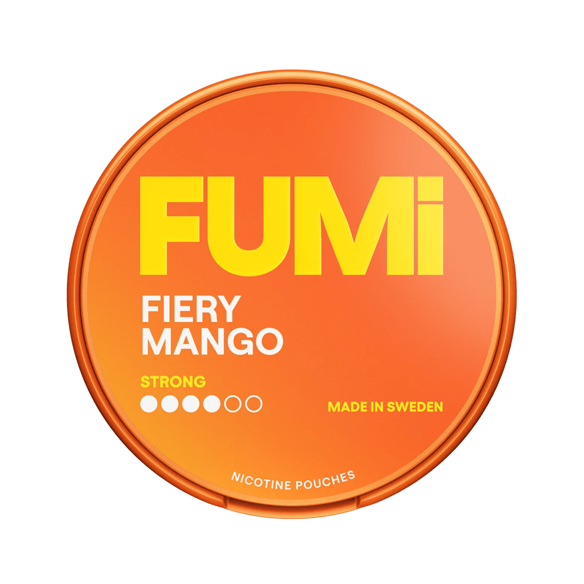FUMi Fiery Mango nicotine pouch can – Slim dry, 8mg, 20 pouches