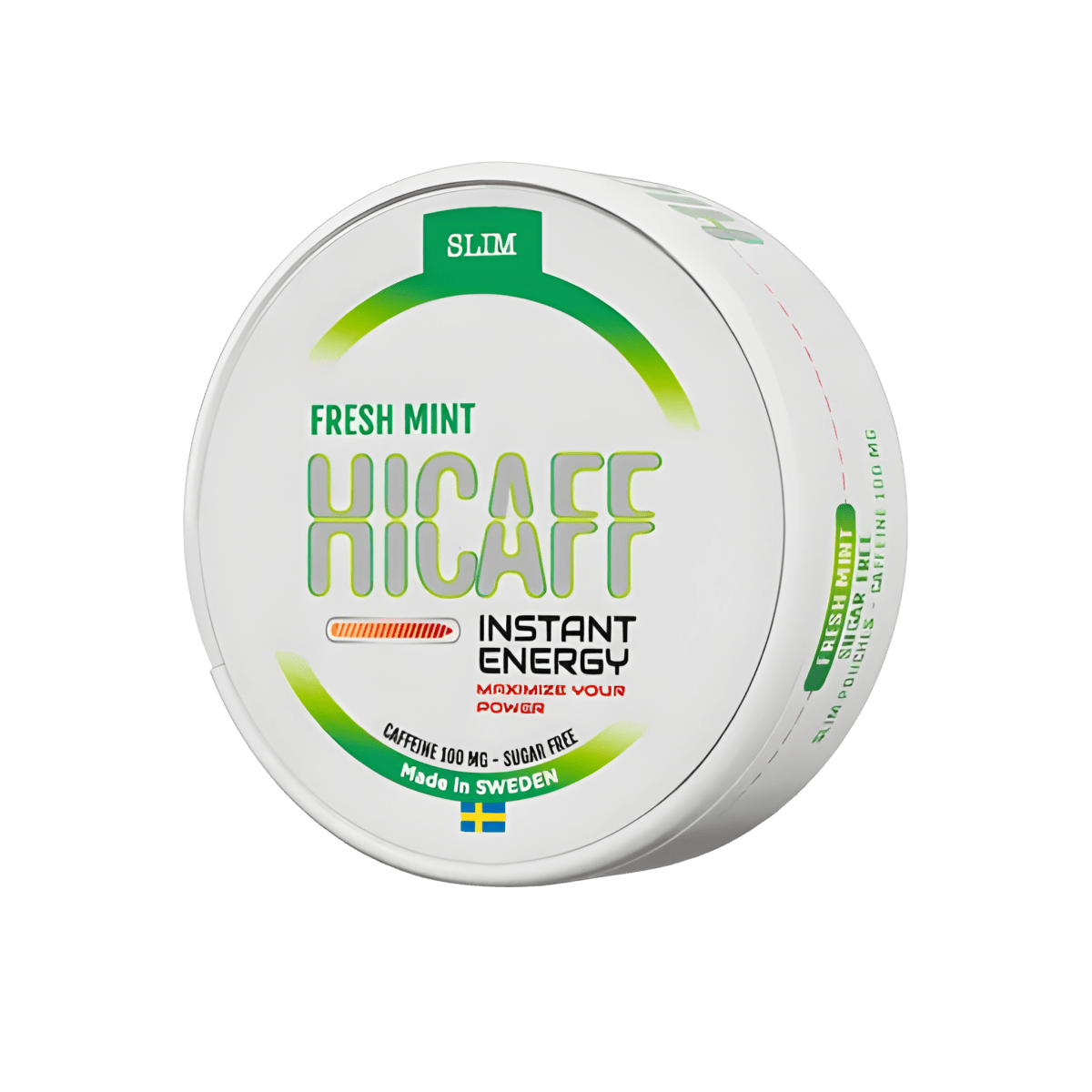 HiCaff Fresh Mint nicotine-free pouch can – Slim, 0mg, 20 pouches