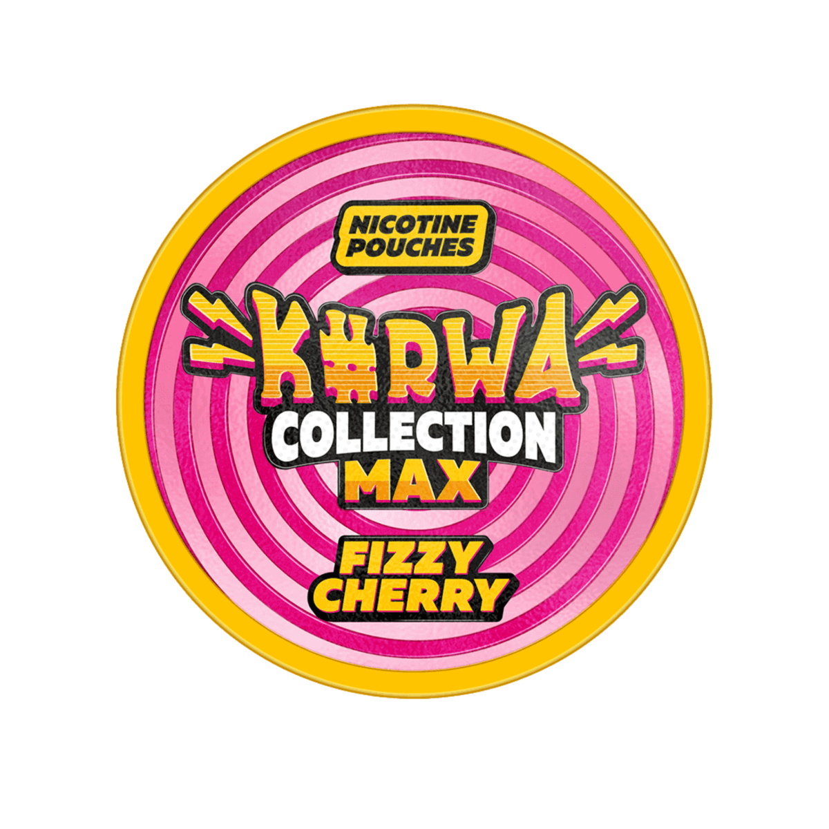 Kurwa Fizzy Cherry MAX nicotine pouch can – Slim, 43mg, 20 pouches