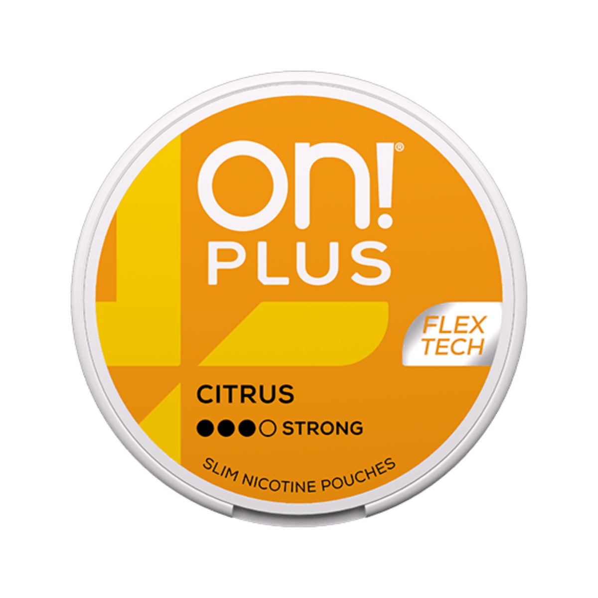 on! PLUS Citrus Strong nicotine pouch can – Slim moist, 9mg, 20 pouches