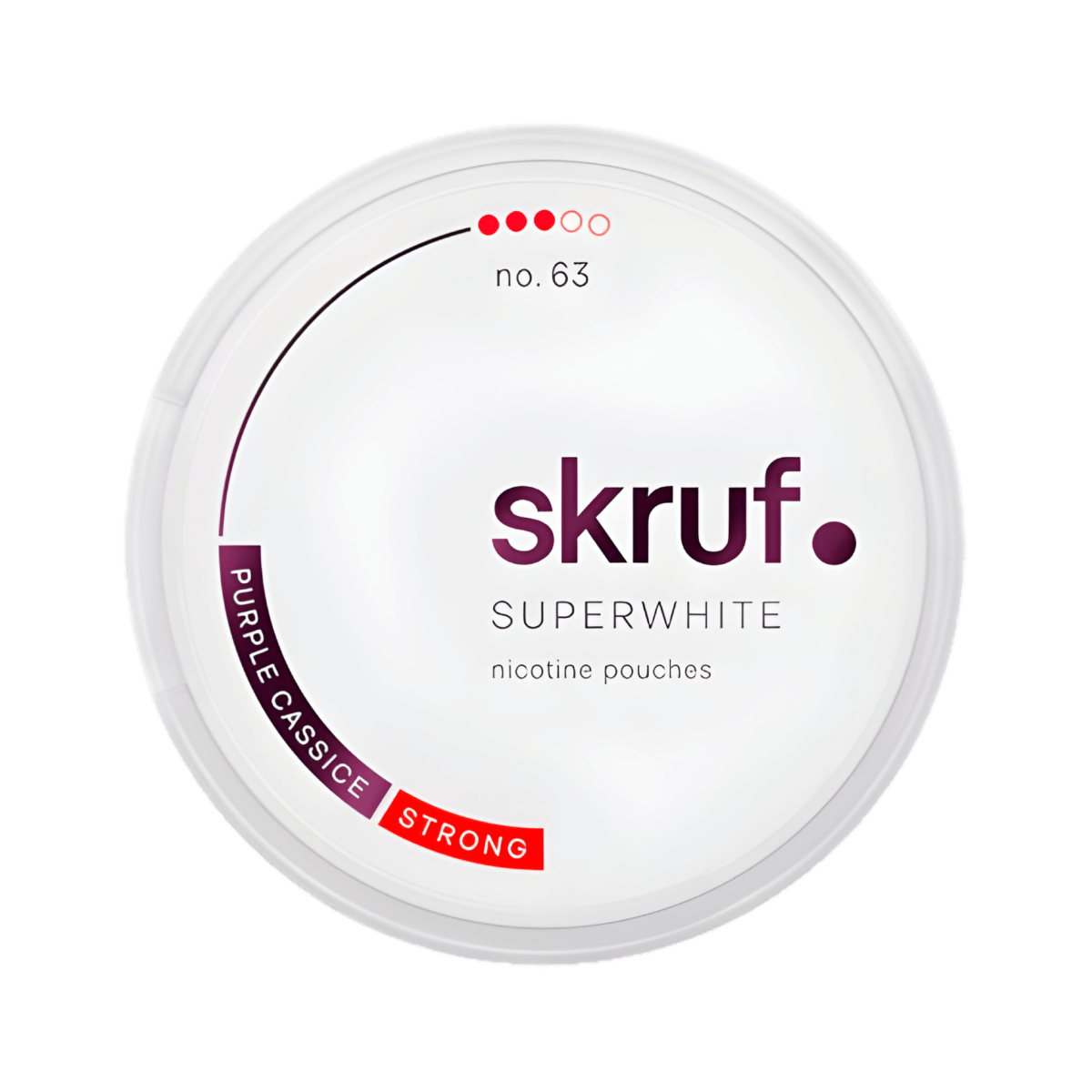 SKRUF No.63 Purple Cassice Strong nicotine pouch can – Slim semi-moist, 9mg, 24 pouches