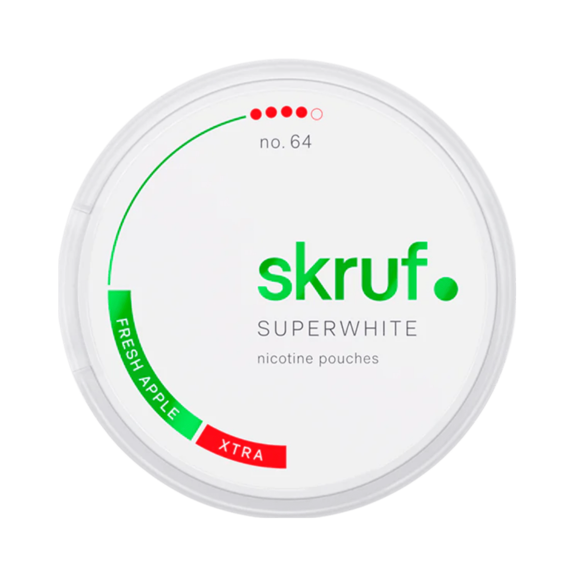 Skruf No.64 Fresh Apple Extra Strong nicotine pouch can – slim semi-moist, 12mg, 24 pouches
