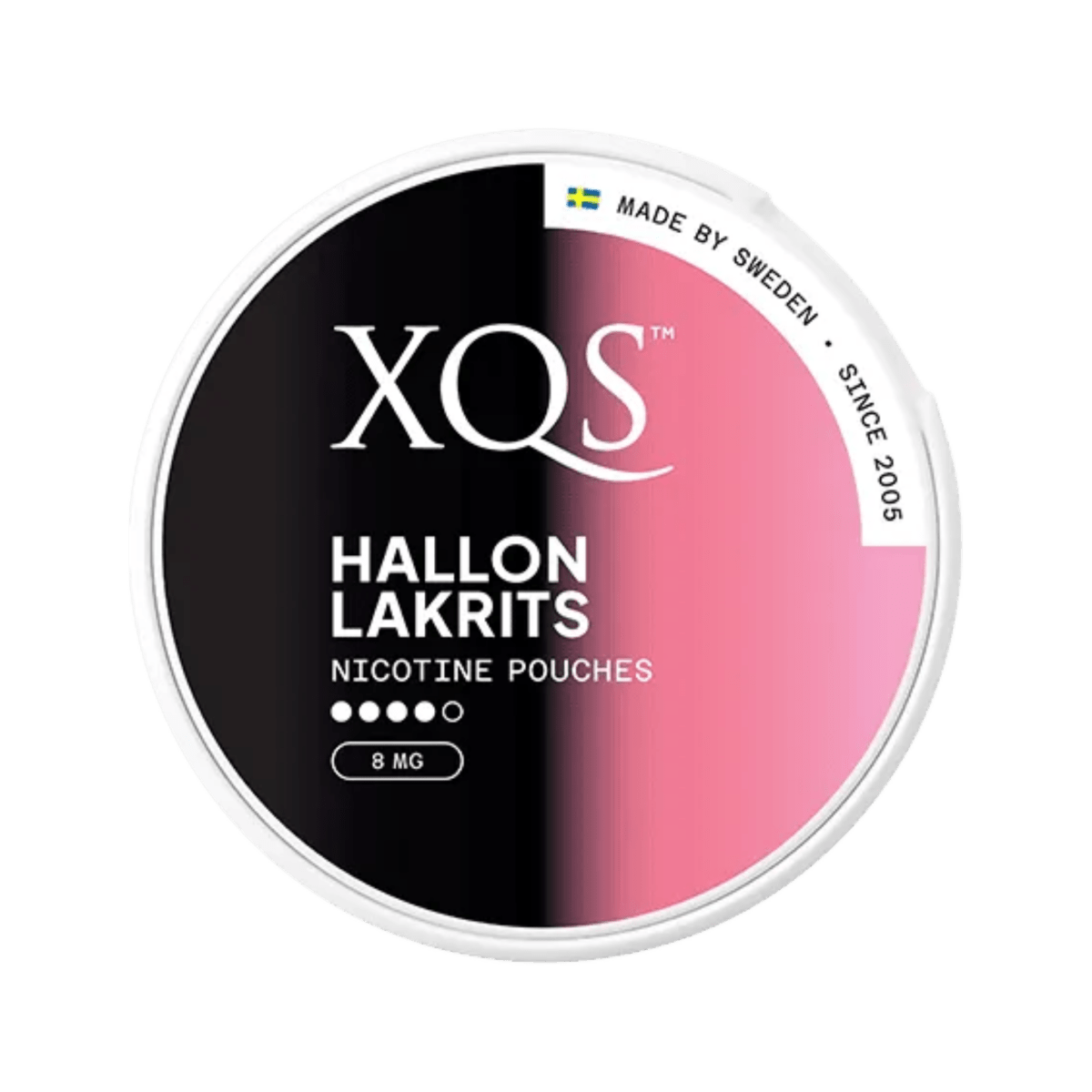 XQS Hallon & Lakrits nicotine pouch can – Slim moist, 8mg, 20 pouches