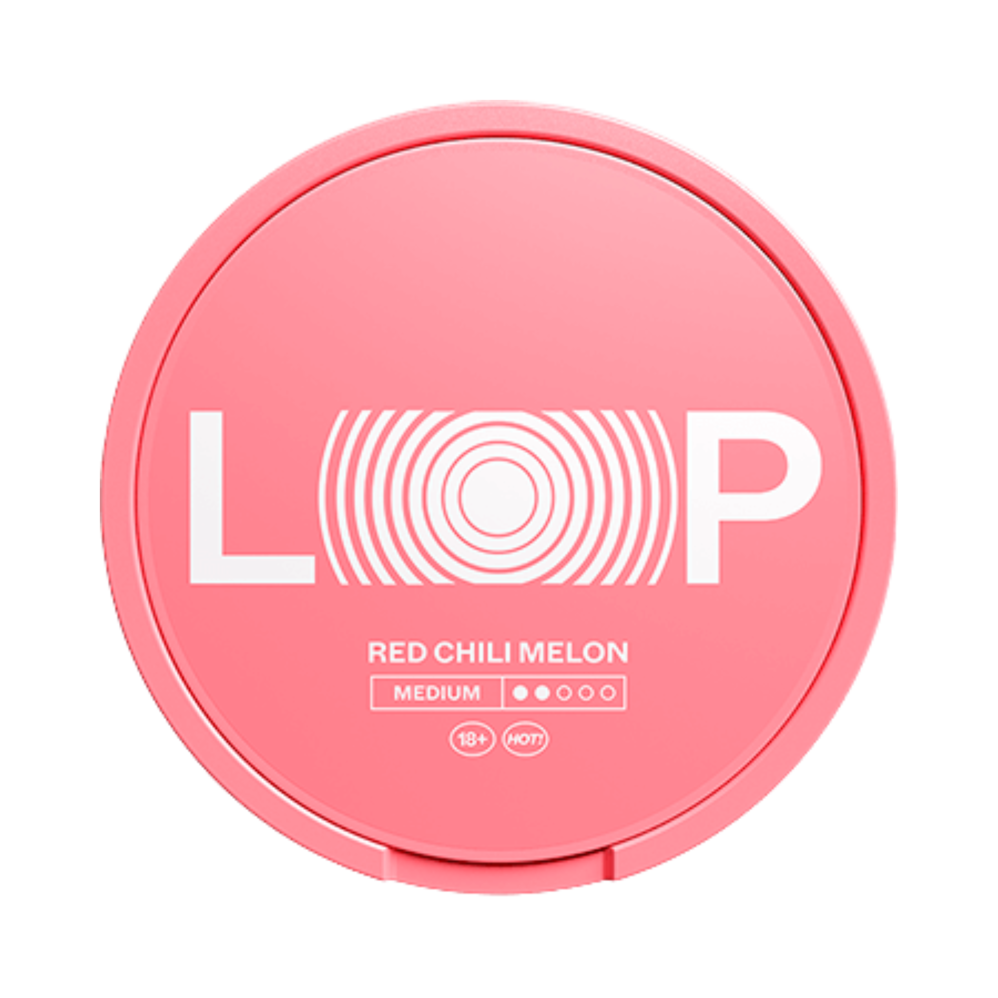 LOOP Red Chili Melon Medium nicotine pouch can – Slim semi-moist, 6.3mg, 20 pouches