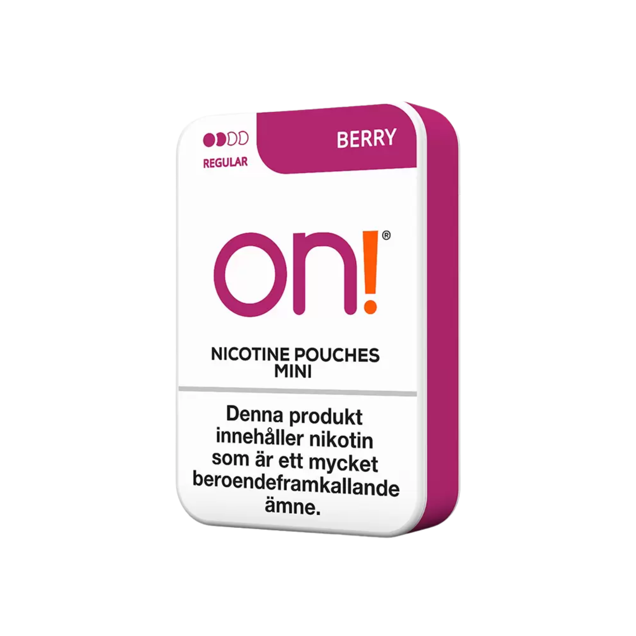 On! Berry Regular nicotine pouch can – Mini dry, 3 mg, 20 pouches