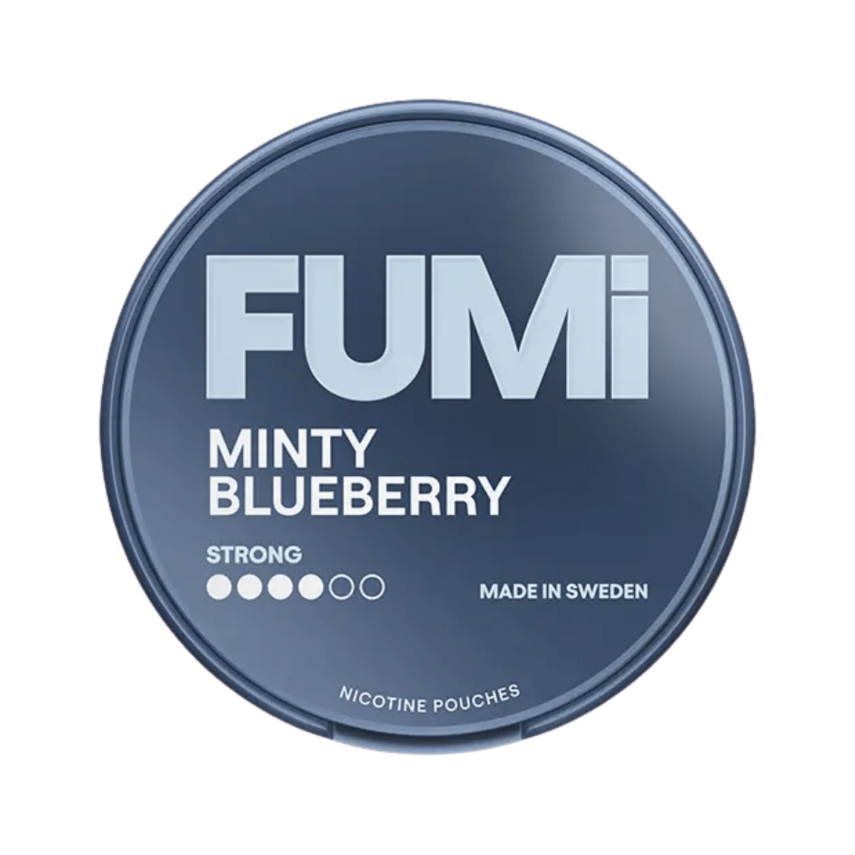 FUMi Minty Blueberry Strong nicotine pouch can – Slim dry, 8mg, 20 pouches